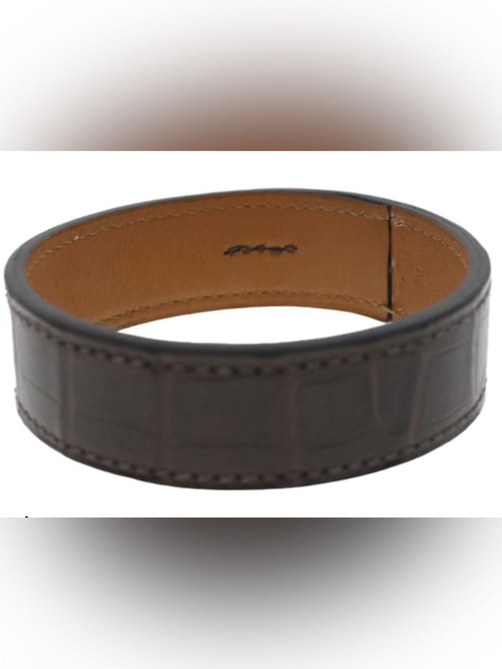 Hermès Havane Alligator Leather Bracelet in Dark Brown with Tan Interior - Picture 4 of 8